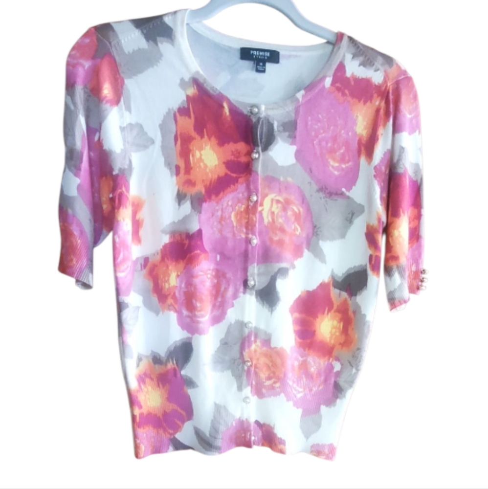 Premise Studio S/S Floral Cardigan Size S/M